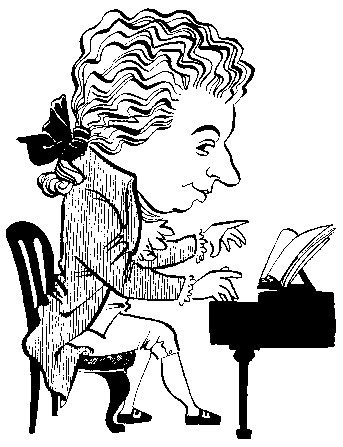 Caricatura de Wolfgang Amadeus Mozart. foto visionescriticas